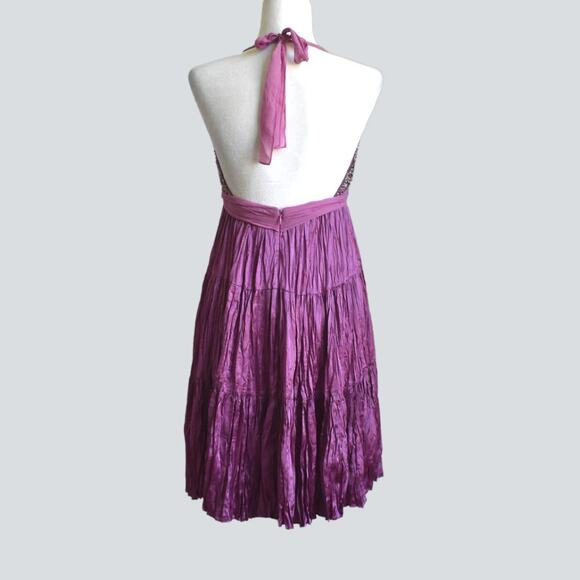 BCBGMAXAZRIA Women's 100% Silk Sequin & Pearls Decorated Dress Size 6 - Picture 5 of 7